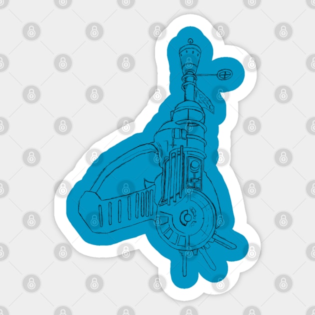 Zombie Ray Gun Blueprint on Teal Sticker by LANStudios